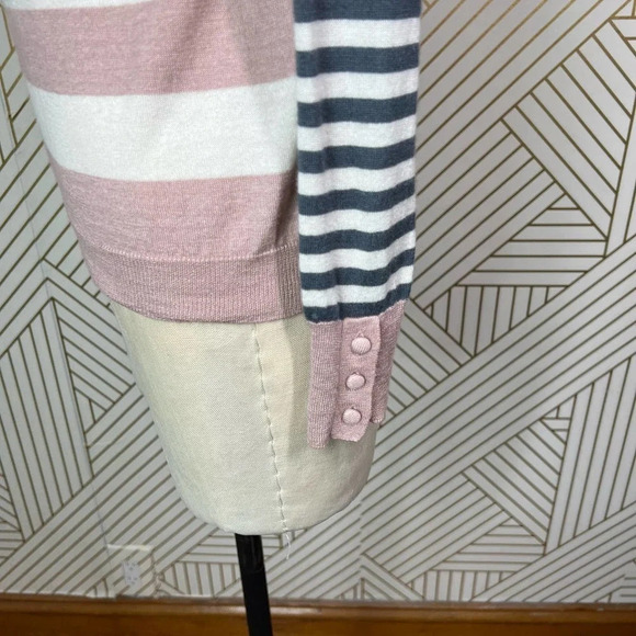 MaxMara Marica Boat Neck Striped Silk Cashmere Sweater Pink Gray Size‎ XS - Picture 8 of 12